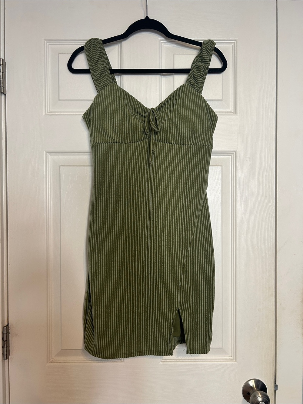 No Boundaries Olive Ribbed Mini Dress